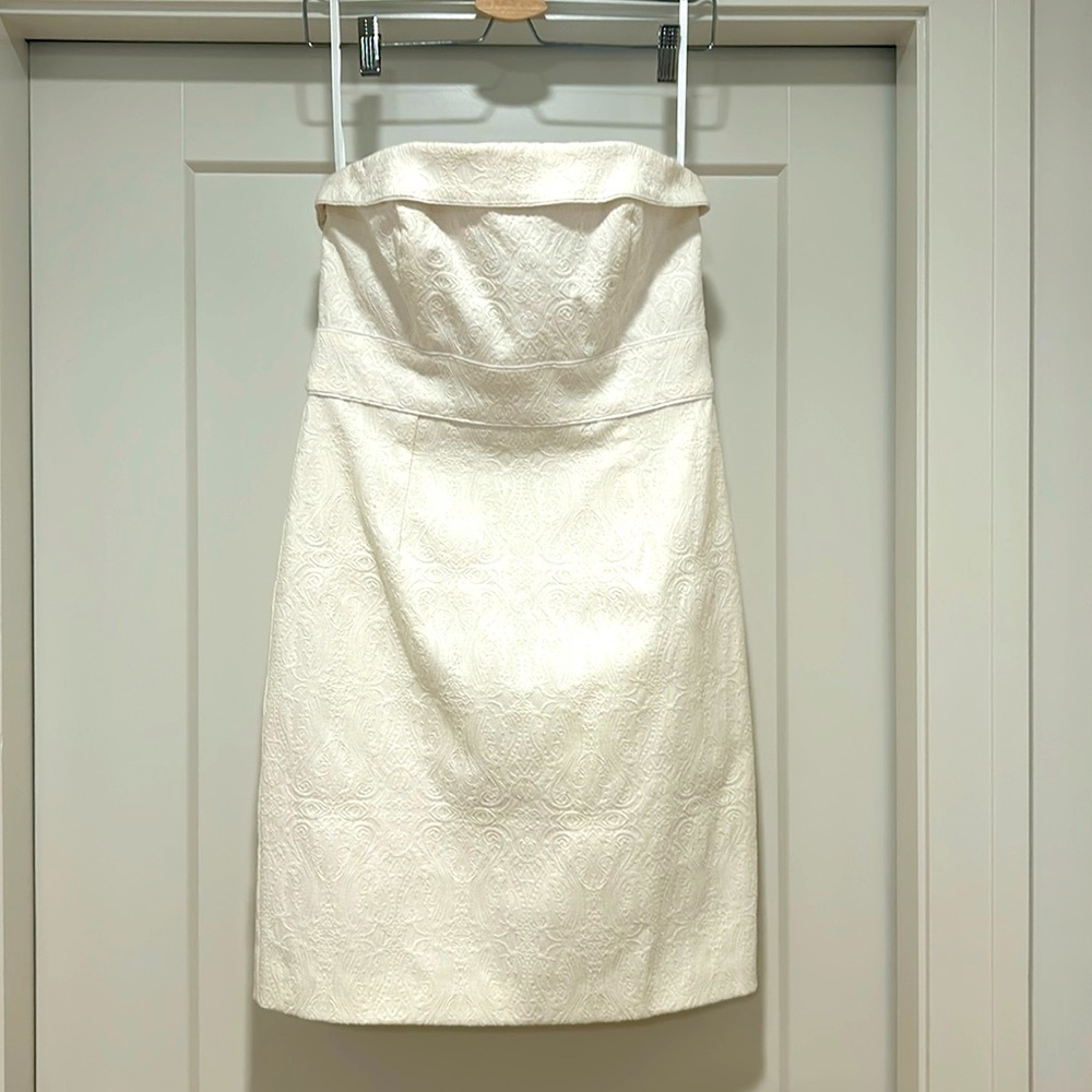 White House Black Market white strapless knee length dress